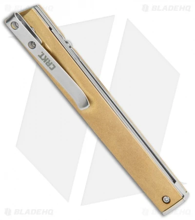 CRKT CEO Liner Lock Blade HQ Exclusive Knife Brass (3.1" Stonewash D2) 3 CRKT CEO Liner Lock Blade HQ Exclusive Knife Brass (3.1" Stonewash D2) - Image 3