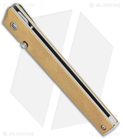 CRKT CEO Liner Lock Blade HQ Exclusive Knife Brass (3.1" Stonewash D2) 2 CRKT CEO Liner Lock Blade HQ Exclusive Knife Brass (3.1" Stonewash D2) - Image 2