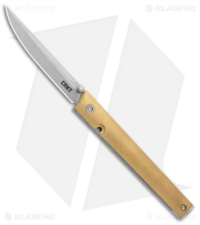 CRKT CEO Liner Lock Blade HQ Exclusive Knife Brass (3.1" Stonewash D2) 1 CRKT CEO Liner Lock Blade HQ Exclusive Knife Brass (3.1" Stonewash D2)