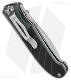 CRKT Ignitor Spring Assisted Knife Black & Green G-10 (3.38" Satin Serr) 6855 -Crkt Shop CRKT Ignitor SA Black and Green G 10 Satin Serr BHQ 4147 jr side