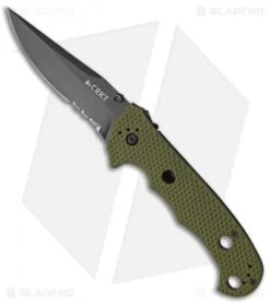 CRKT Hammond Cruiser Liner Lock Knife OD Green (3.75" Black Serr) 7914DKG