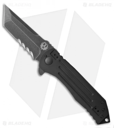 CRKT Ruger Knives 2-Stage Compact Tanto Flipper Knife (3.25" Black Serr) R2104K 1 CRKT Ruger Knives 2-Stage Compact Tanto Flipper Knife (3.25" Black Serr) R2104K